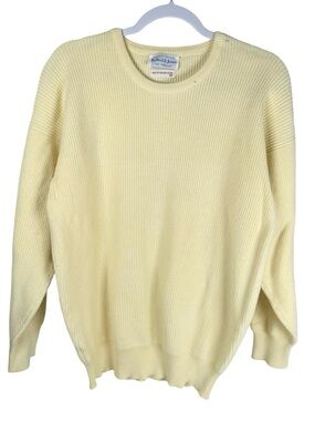 Vintage Bullock & Jones Butter Yellow 100% Cotton Knit Crewneck Sweater Size 40